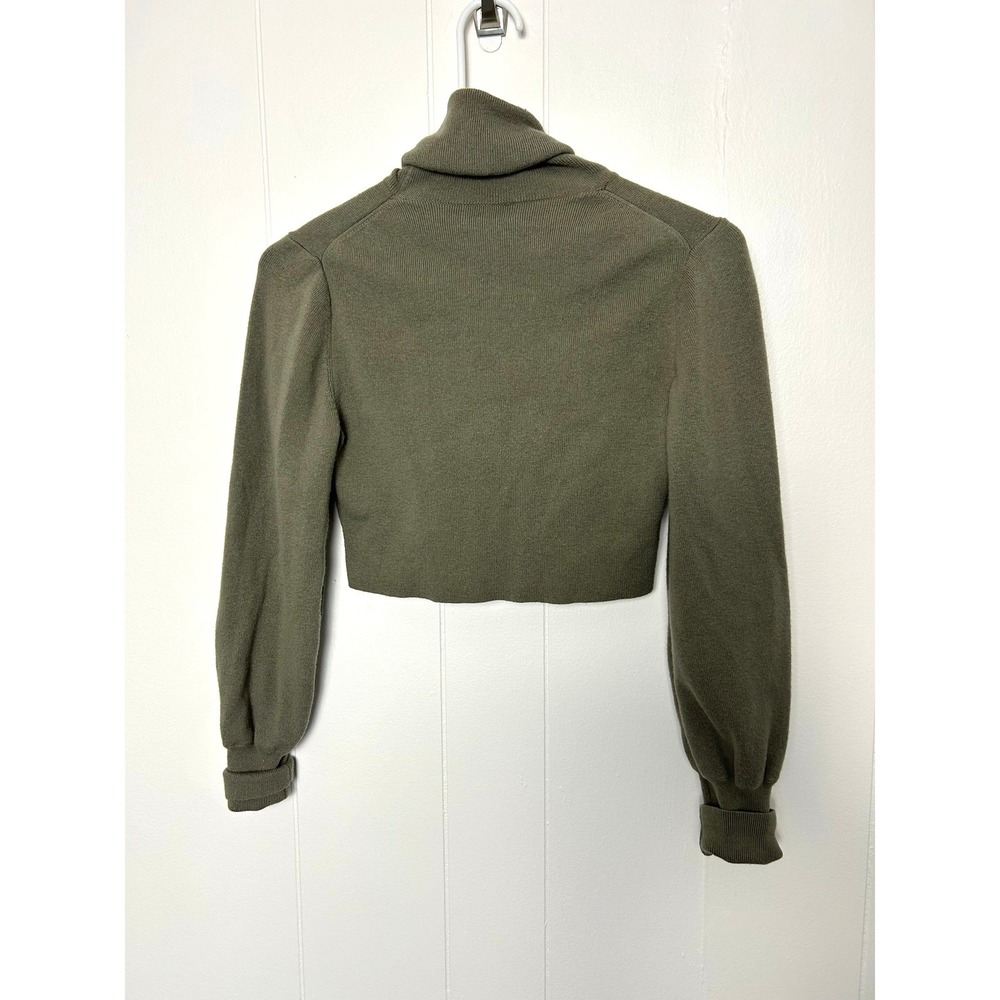 Aritzia Wilfred Rebecca Sweater Turtleneck Crop Top Size XS‎ Green Olive AS IS - Picture 2 of 8